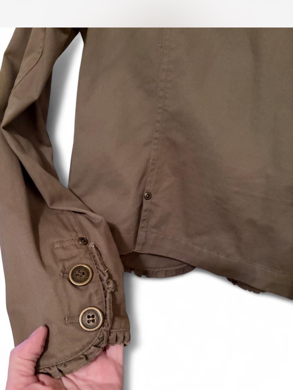 Brown Ruffle Trim Utility Jacket - Picture 7 of 7